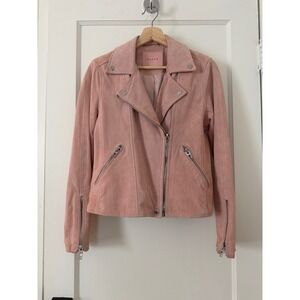 Blank NYC Women Pink Suede Moto Biker Jacket Leather Small
